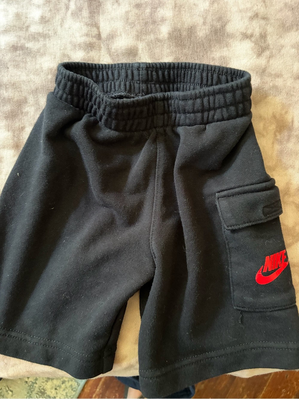 Nike Black Kids' Shorts with Red Swoosh